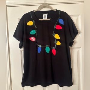 Queen of Sparkles Christmas Light Necklace Tee